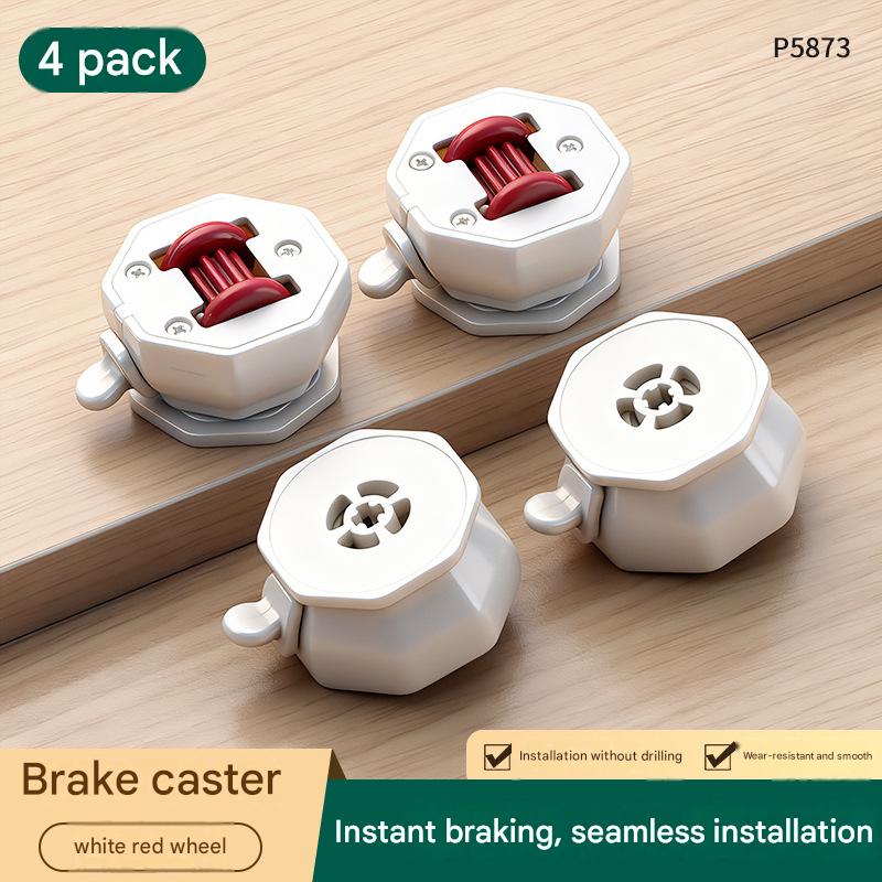 No-Drill Adhesive Caster Wheels — Heavy-Duty, Braked Swivel Wheels for Household Carts, Shelving Units, and Mobile Storage Racks