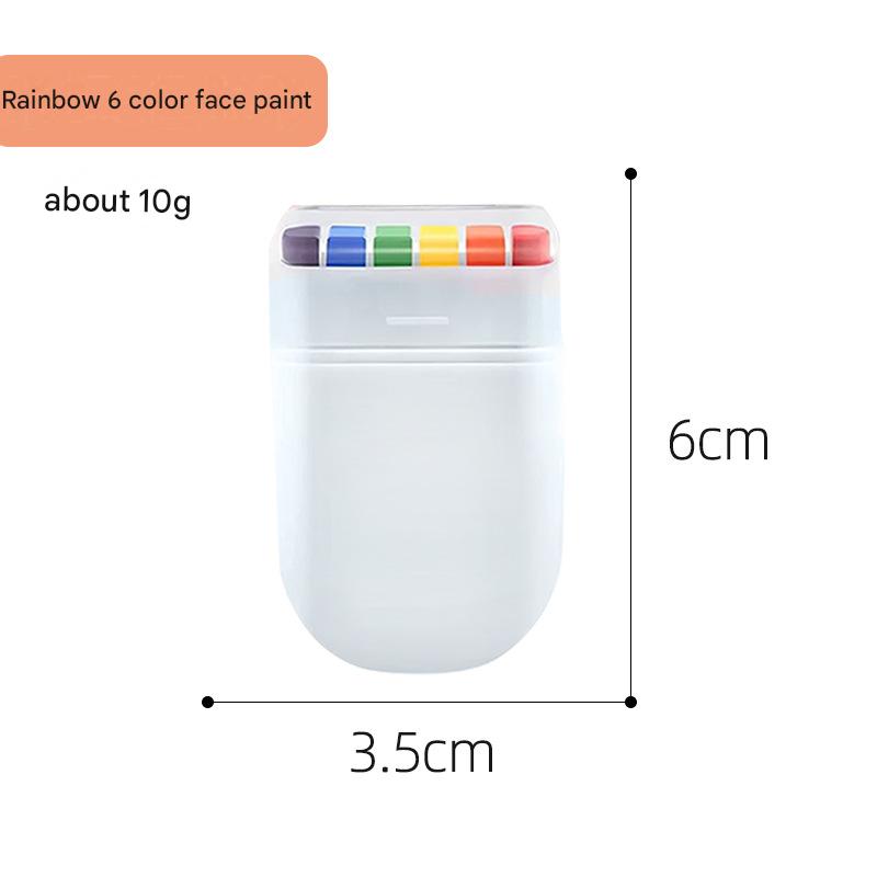 6-color rainbow face paint for the World Cup and European Cup, Halloween rainbow stripe face paint crayons