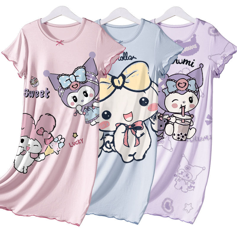 Girls' Pajamas, Thin Ice Silk Summer New Princess Style Cartoon Pajamas, Cute Casual Home Wear