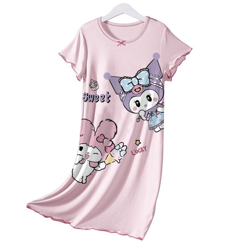 Girls' Pajamas, Thin Ice Silk Summer New Princess Style Cartoon Pajamas, Cute Casual Home Wear