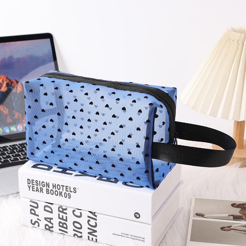 5 pcs Mesh makeup bag, makeup brush holder, cute and portable large-capacity cosmetic storage bag
