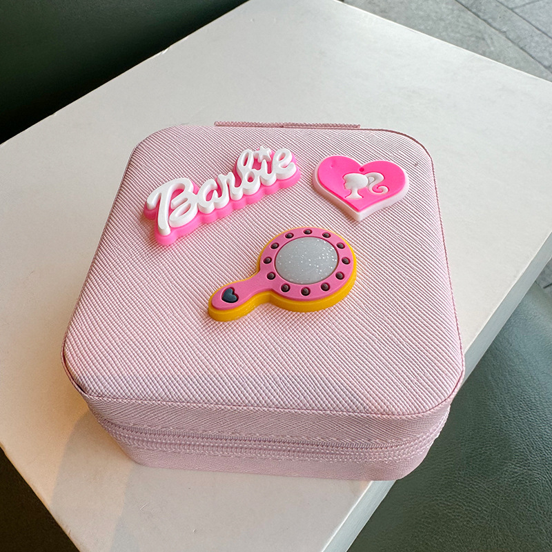 Portable Korean-Style "Barbie" Jewelry Box — Sweet & Cute "Ins-Style" Travel Organizer for Earrings, Necklaces, and Accessories