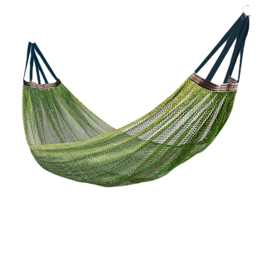 Outdoor Ice-Silk Mesh Hammock with Curved Spreader Bar – Anti-Rollover Design for Camping and Travel