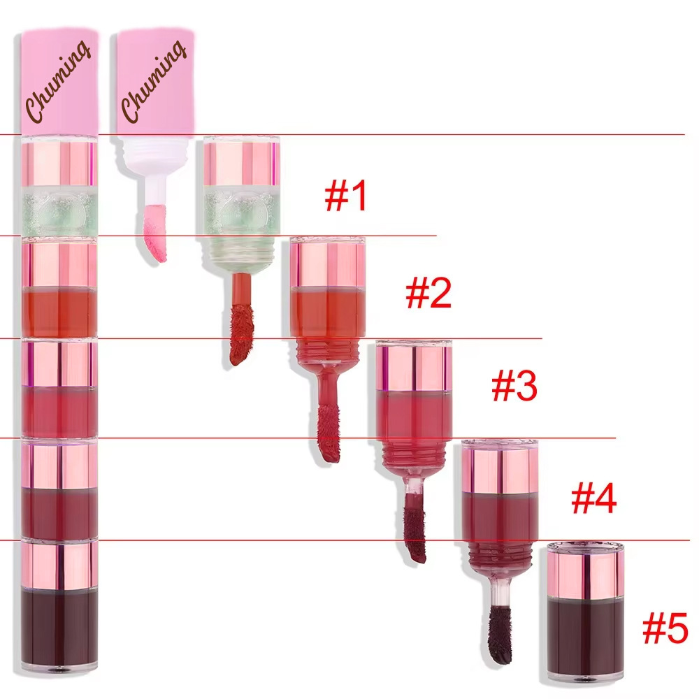 5-piece lip gloss set, matte lip tint, and a five-color, transfer-resistant lipstick. view 2