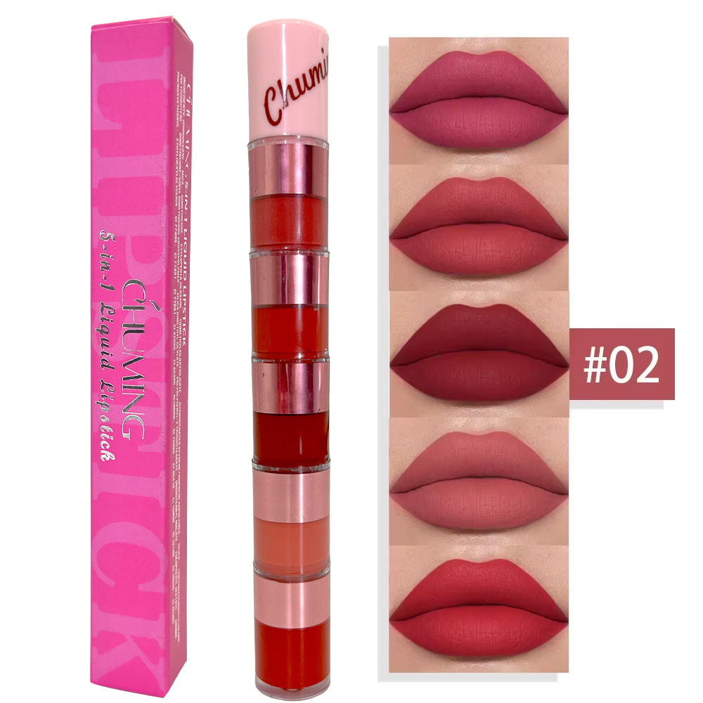 5-piece lip gloss set, matte lip tint, and a five-color, transfer-resistant lipstick. view 7