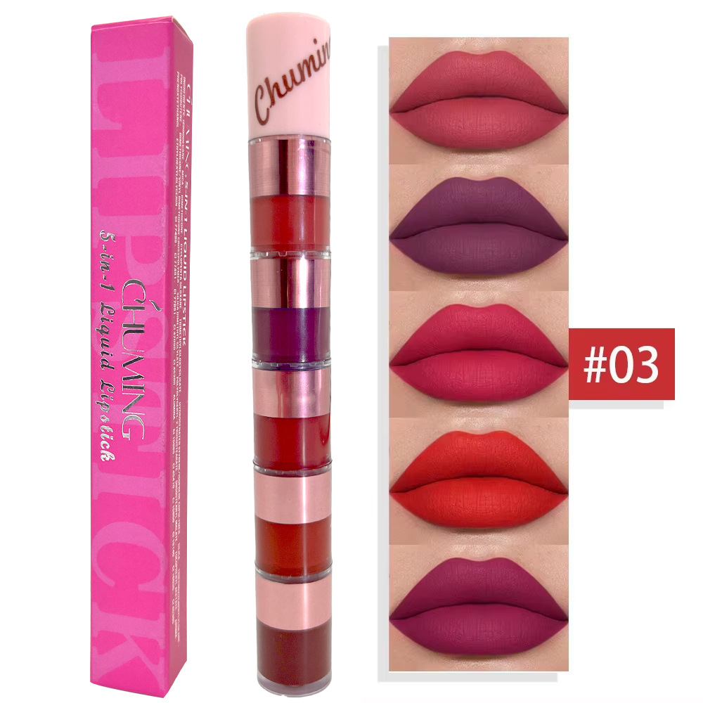 5-piece lip gloss set, matte lip tint, and a five-color, transfer-resistant lipstick. view 8