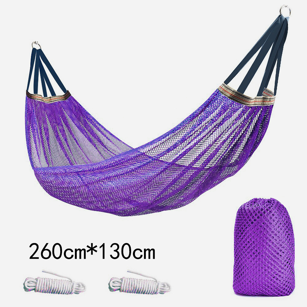 Outdoor Ice-Silk Mesh Hammock with Curved Spreader Bar – Anti-Rollover Design for Camping and Travel