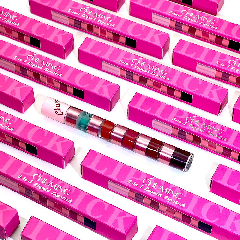 5-piece lip gloss set, matte lip tint, and a five-color, transfer-resistant lipstick. view 3