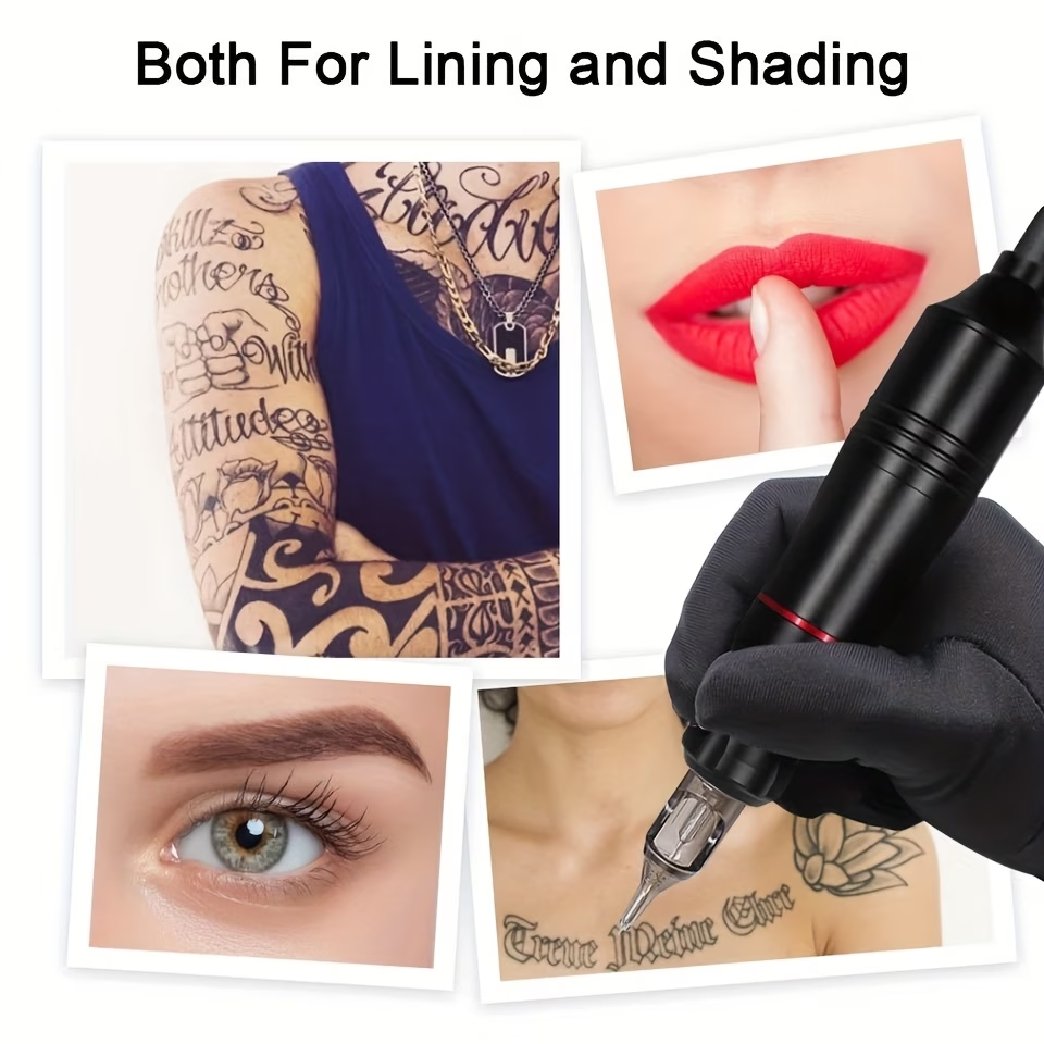 Entry-level tattoo kit - Complete set - Wired rotating tattoo pen machine, equipped with 10 ink cartridges and 10 colors of ink, easy-to-use practice tattoo gun kit