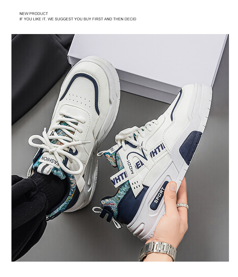 Men's Skateboard Shoes Four Seasons New Arrival Low-top Casual Shoes Fashionable Trend Korean Style t Athletic Shoes White Sneakers