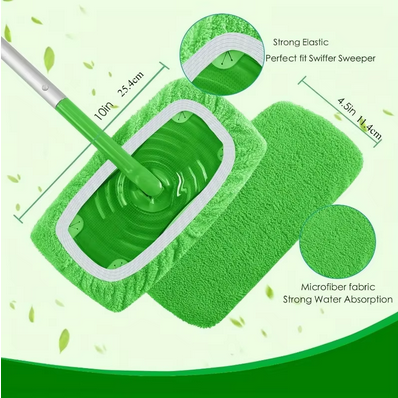 4 Reusable Mop Pads with High Water Absorption and Ultra-fine Fiber Cleaning Pads That Can Firmly Adhere To Most Standard Mops