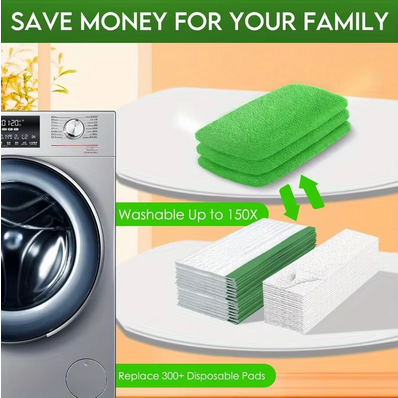 4 Reusable Mop Pads with High Water Absorption and Ultra-fine Fiber Cleaning Pads That Can Firmly Adhere To Most Standard Mops