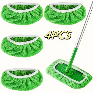 4 Reusable Mop Pads with High Water Absorption and Ultra-fine Fiber Cleaning Pads That Can Firmly Adhere To Most Standard Mops