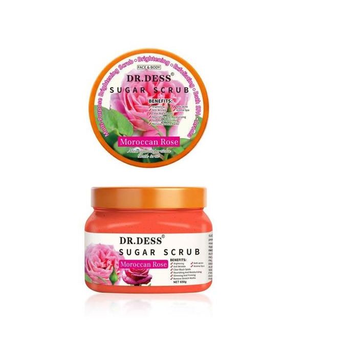 DR.DESS Moroccan Rose Body Scrub Bath Brightening & Lightening Spa Scrub Exfoliating Sugar Scrub.