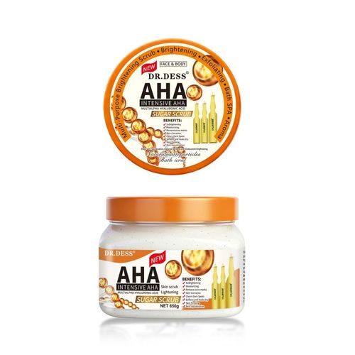 DR.DESS AHA Intensive Exfoliating Body Scrub Removes Dead Skin Deep Hydration Brightens Even Out Skin Tone.