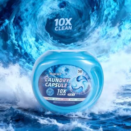 5-in-1 Laundry Detergent Capsules 10gx50pcs|Provide Powerful Cleaning,Stain Removal,Odor Elimination,Fabric Care and Longlasting Freshness in One Convenient Pod.Suitable For Both White&Colored Clothes