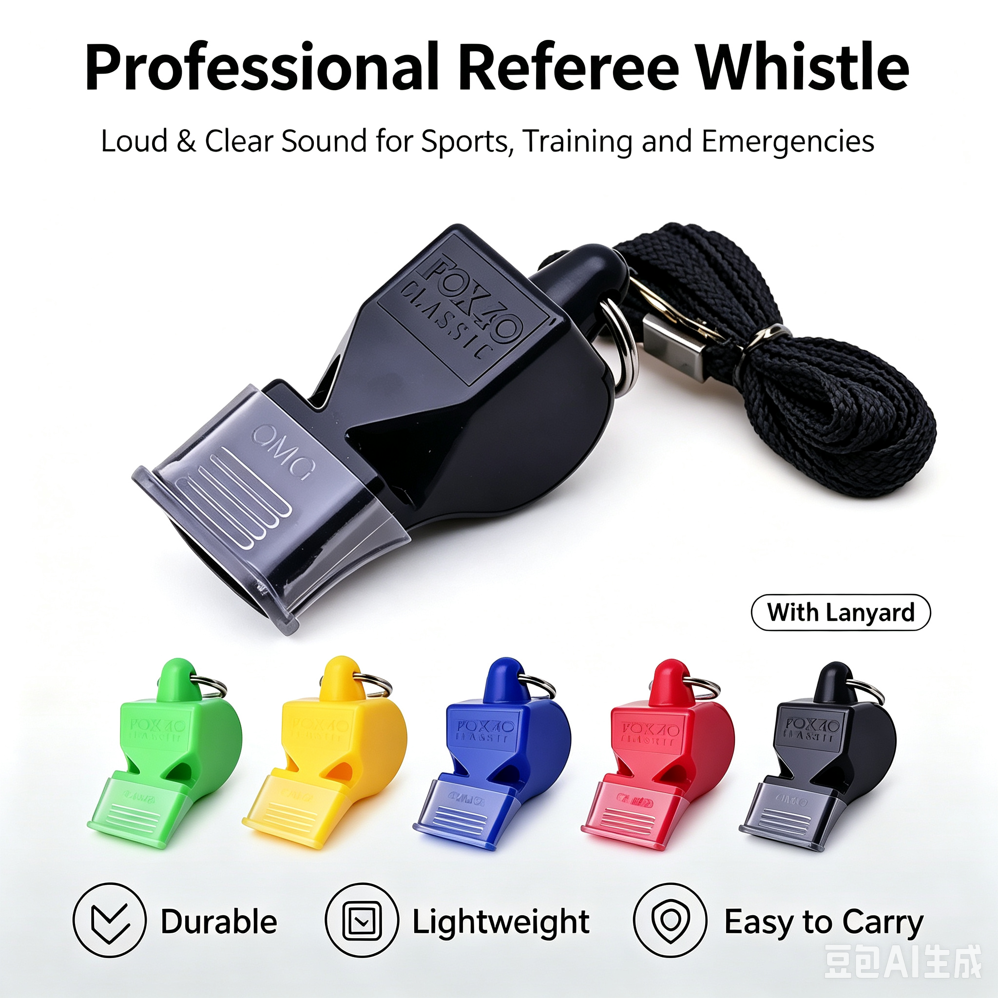 FOX40 Classic Professional Referee Whistle 120dB Pealess with Lanyard, Loud Sports Safety Whistle for Football Basketball Lifeguard Emergency Training, 5 Colors Sports & Fitness