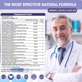 27-in-1 Kidney & Liver Support Liquid Drops – 20:1 Cranberry Extract, Blueberry Flavor, Non-GMO, 60 ml