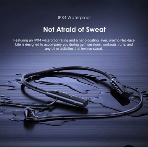 Oraimo Necklace Lite Wireless Bluetooth Neckband Earphones with Deep Bass Stereo Sound Long Battery Life Fast Charging Magnetic Earbuds Built In Microphone In Line Controls Comfortable Secure Fit