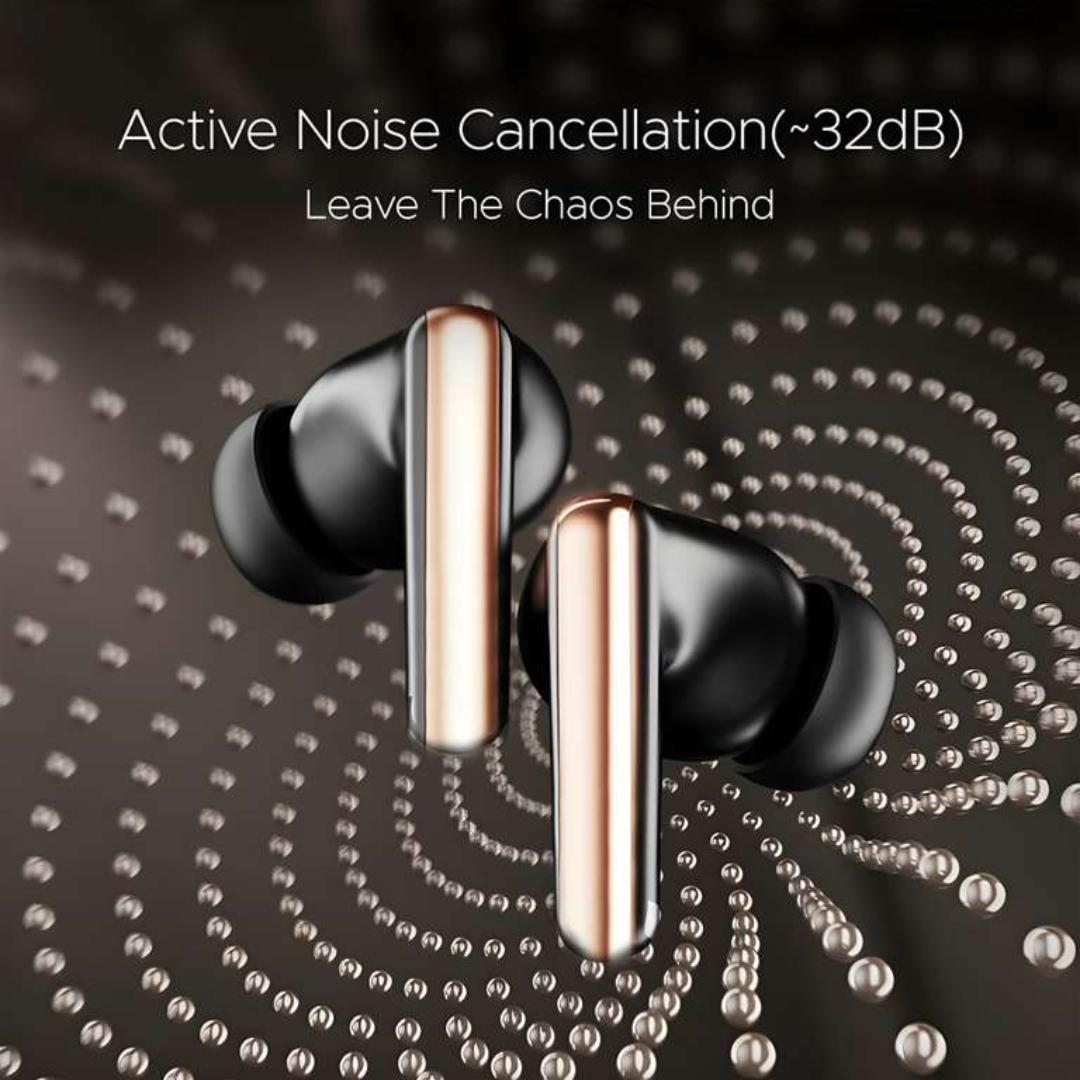 Oraimo Super Functional Heavy bass wireless bluetooth earpods/ earbuds/ airpods/ headsets with Active Noise Cancellation and Premium Quality Sound available in_Black