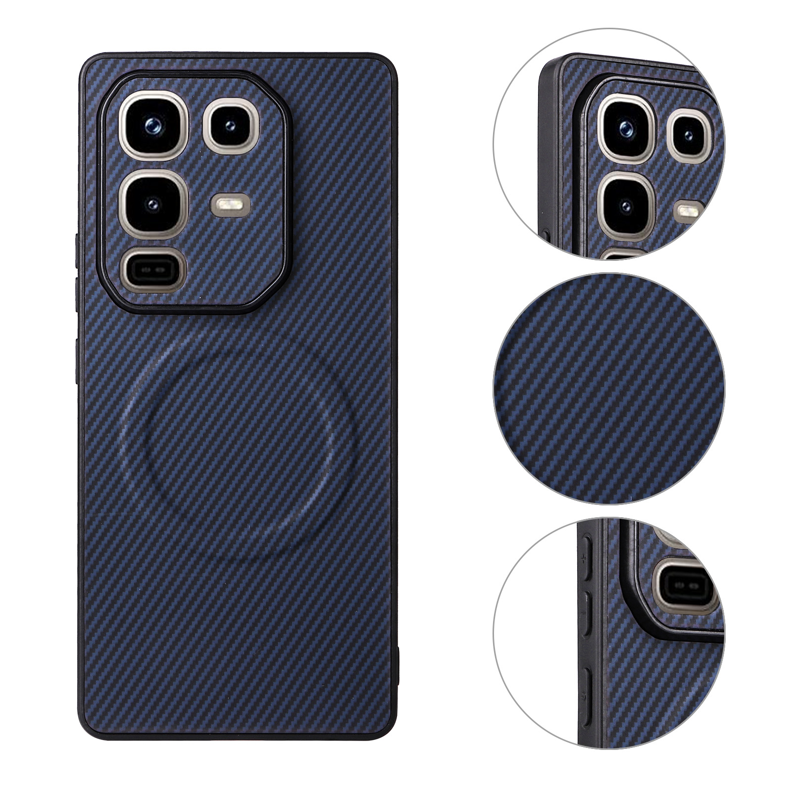 Infinix Note 50 Pro 4G Carbon Fiber Texture MagSafe Compatible Phone Case, Slim Shockproof Protective Cover for Infinix Note 50 Pro 4G