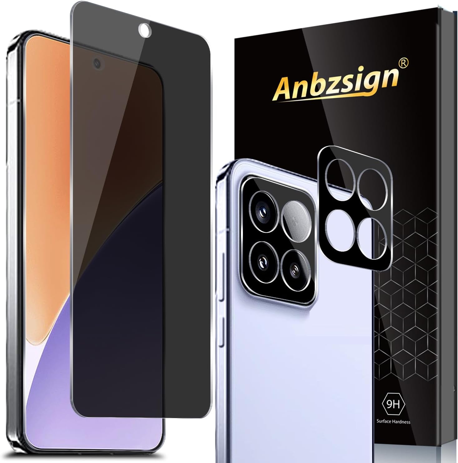 2+2 Pack for Xiaomi 15 5G Support Unlocking Privacy Tempered Glass Screen Protector and Camera Lens Protector