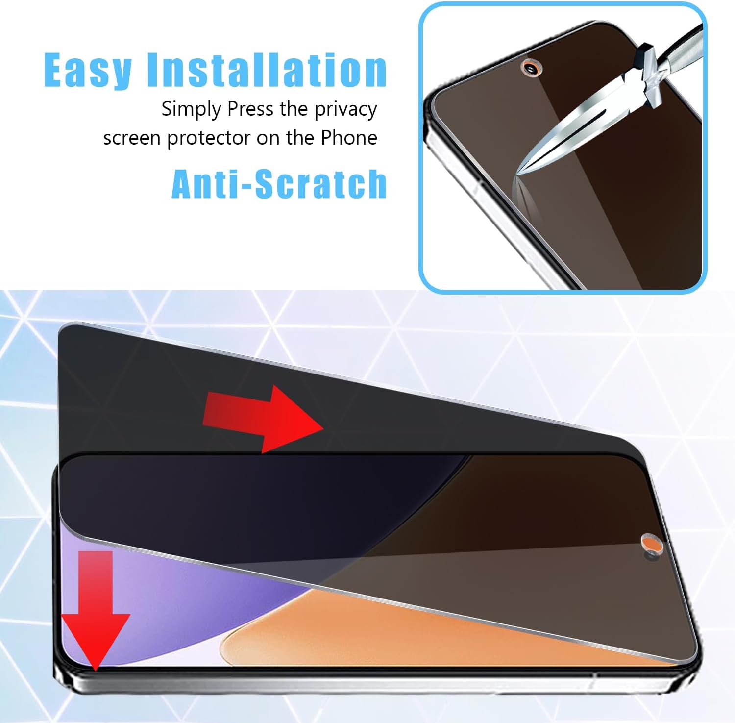 2+2 Pack for Xiaomi 15 5G Support Unlocking Privacy Tempered Glass Screen Protector and Camera Lens Protector