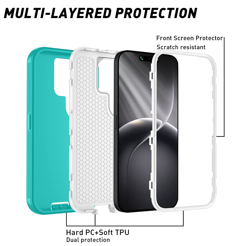 Tough Phone Case for Tecno Camon 50 Pro 40 Pro 30 Spark 50 40 40C 30C Go 3 20 Pro 20C 10 Pro 10C Pop 9 8 7 Tri-Layer Durable & Rugged Heavy Duty Protection