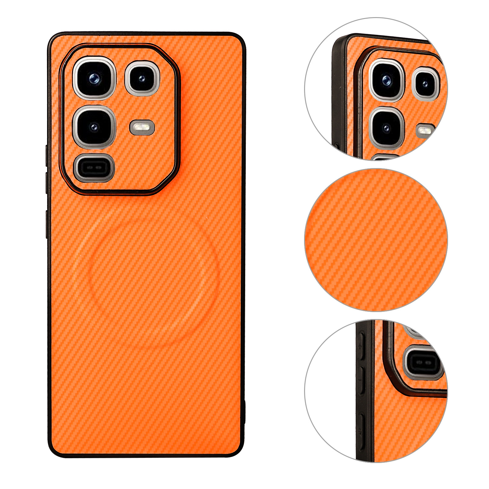 Infinix Note 50 Pro 4G Carbon Fiber Texture MagSafe Compatible Phone Case, Slim Shockproof Protective Cover for Infinix Note 50 Pro 4G