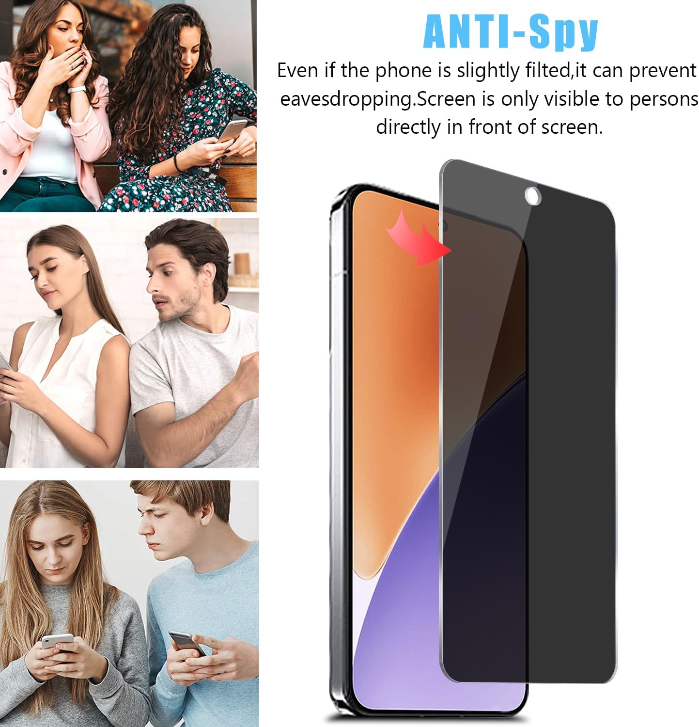 2+2 Pack for Xiaomi 15 5G Support Unlocking Privacy Tempered Glass Screen Protector and Camera Lens Protector