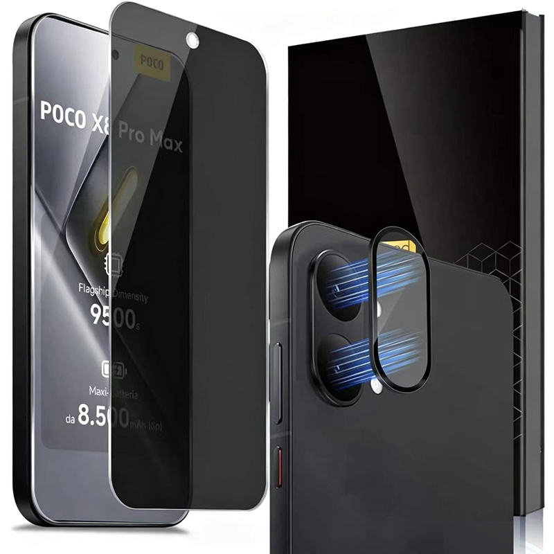 2+2 Pack for Xiaomi Poco X8 Pro Max 5G Support Unlocking Privacy Tempered Glass Screen Protector and Camera Lens Protector