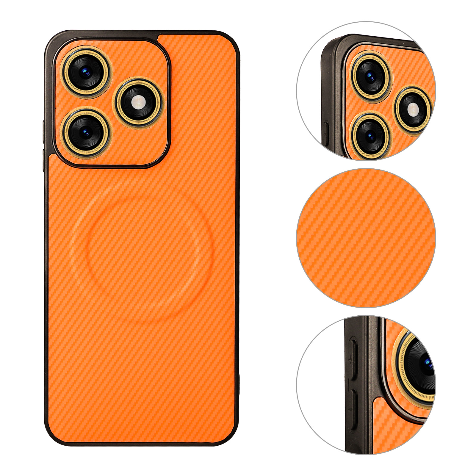 Tecno Spark 10 4G /Tecno Spark 10C 4G Carbon Fiber Texture MagSafe Compatible Phone Case, Slim Shockproof Protective Cover for Tecno Spark 10 4G /Tecno Spark 10C 4G