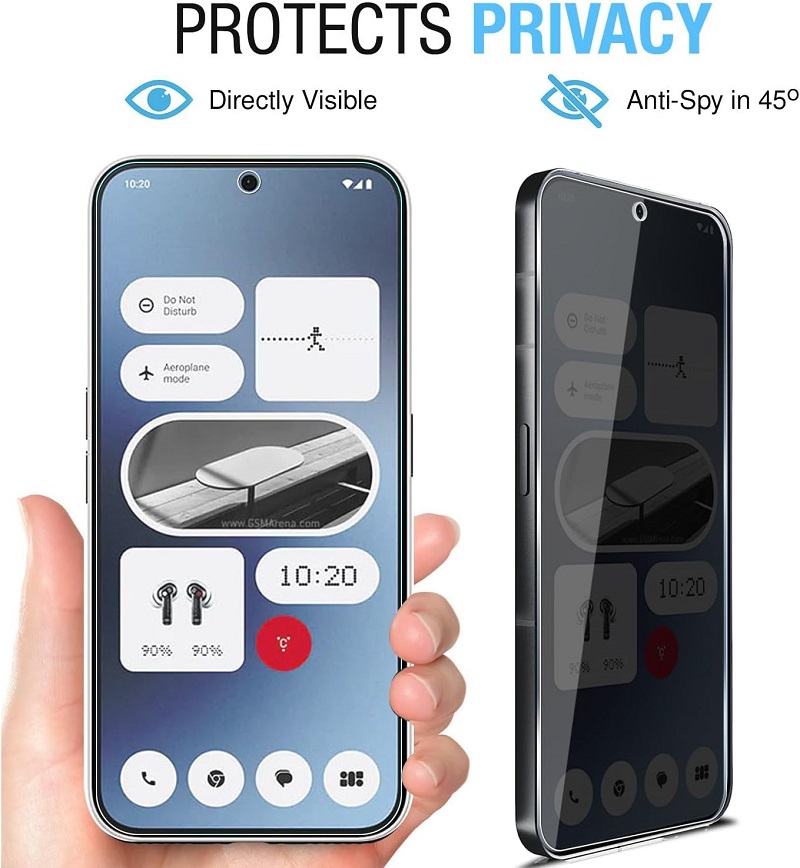 [2+2 Pack for Nothing Phone (3a) Privacy Tempered Glass Screen Protector and Camera Lens Protector, Anti-Spy 9H Hardness Case Friendly Film
