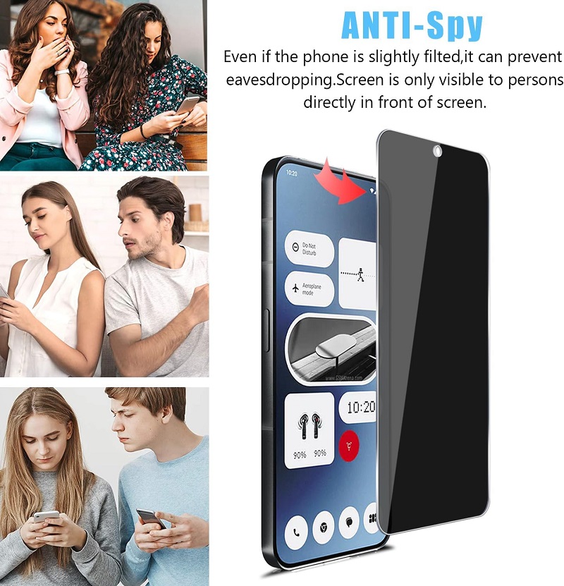 [2+2 Pack for Nothing Phone (3a) Privacy Tempered Glass Screen Protector and Camera Lens Protector, Anti-Spy 9H Hardness Case Friendly Film