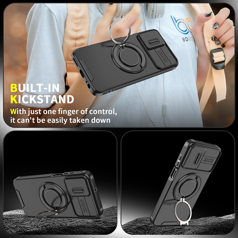 Slide Camera Lens Protective Cover Case for Motorola Moto G Power 5G (2023) Magnetic 360 Kickstand Phone Case