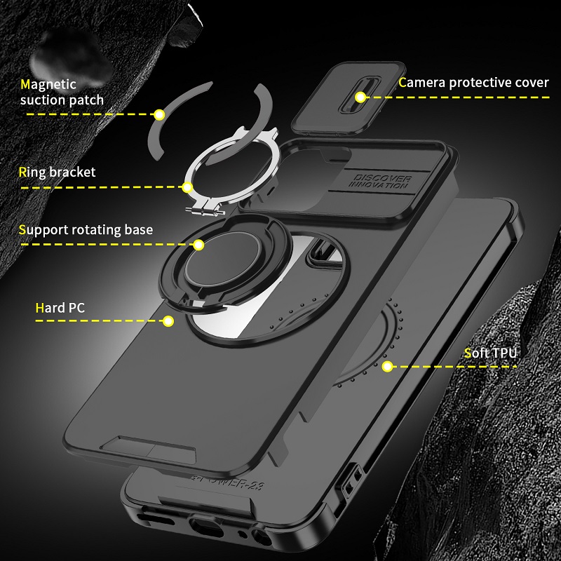 Slide Camera Lens Protective Cover Case for Motorola Moto G Power 5G (2023) Magnetic 360 Kickstand Phone Case