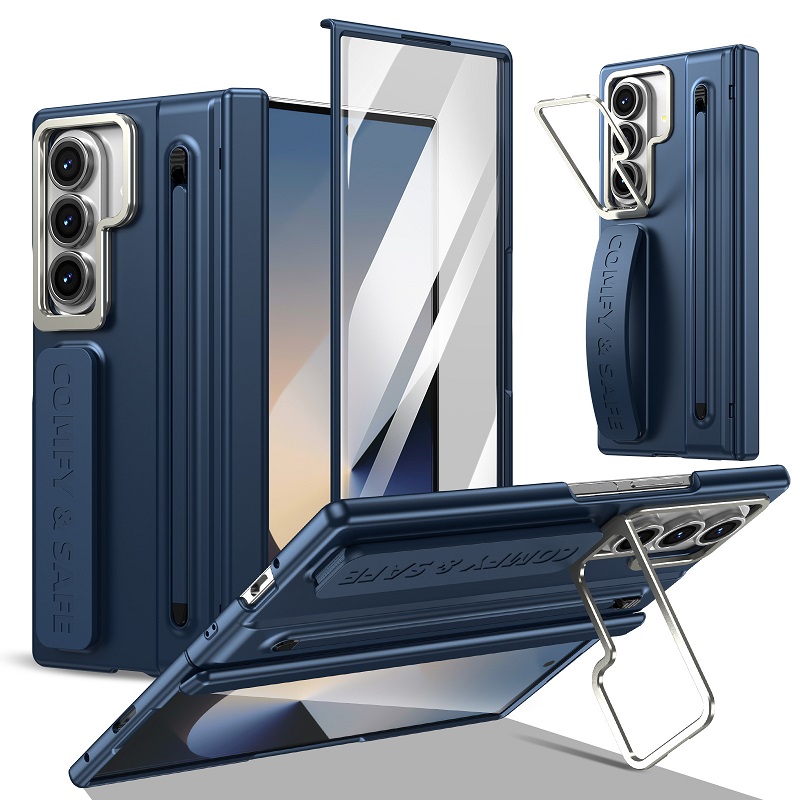 Camera Holder Hinge Protection PC Hard Phone Case for Samsung Galaxy Z Fold8 Ultra/7/6/5/4 Screen Glass Film And Stylus Pen Case
