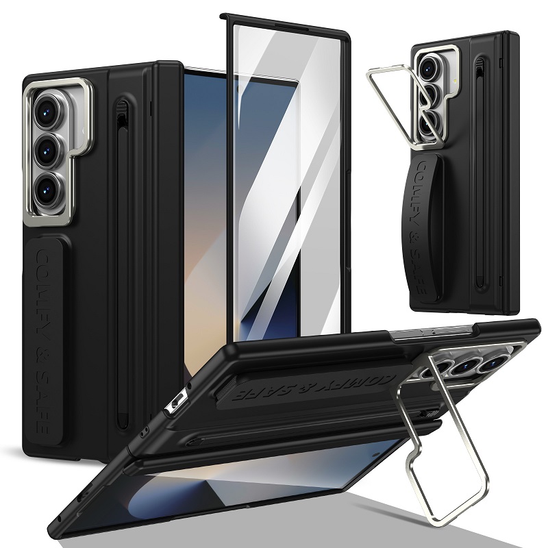 Camera Holder Hinge Protection PC Hard Phone Case for Samsung Galaxy Z Fold8 Ultra/7/6/5/4 Screen Glass Film And Stylus Pen Case