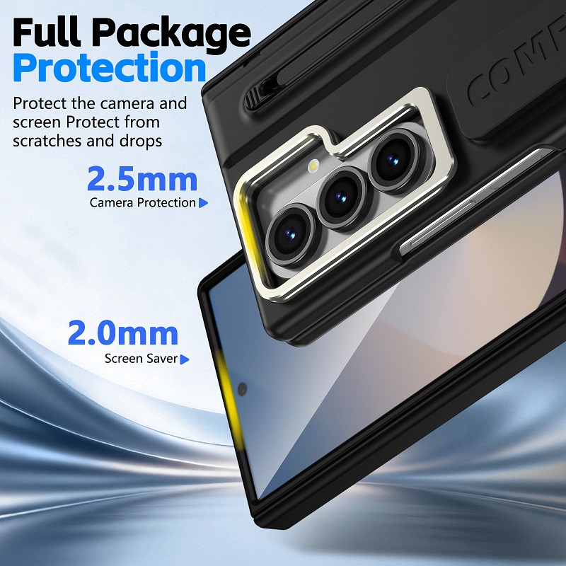 Camera Holder Hinge Protection PC Hard Phone Case for Samsung Galaxy Z Fold8 Ultra/7/6/5/4 Screen Glass Film And Stylus Pen Case