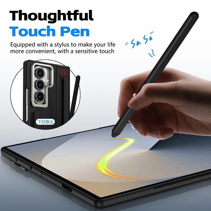 Camera Holder Hinge Protection PC Hard Phone Case for Samsung Galaxy Z Fold8 Ultra/7/6/5/4 Screen Glass Film And Stylus Pen Case