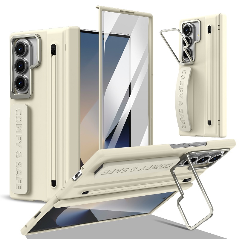 Camera Holder Hinge Protection PC Hard Phone Case for Samsung Galaxy Z Fold8 Ultra/7/6/5/4 Screen Glass Film And Stylus Pen Case