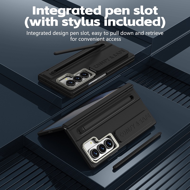 Camera Holder Hinge Protection PC Hard Phone Case for Samsung Galaxy Z Fold8 Ultra/7/6/5/4 Screen Glass Film And Stylus Pen Case