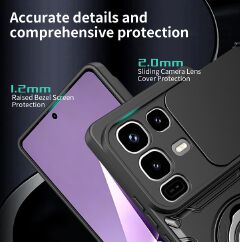 Magnetic Ring Kickstand for Infinix Note 50 Pro 4G/Note 50 4G Sliding Camera Cover Phone Case, Built‑in 360° Rotatable Ring Holder for Infinix Note 50 Pro 4G/Note 50 4G Magnetic Car Moun