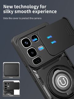 Magnetic Ring Kickstand for Infinix Note 50 Pro 4G/Note 50 4G Sliding Camera Cover Phone Case, Built‑in 360° Rotatable Ring Holder for Infinix Note 50 Pro 4G/Note 50 4G Magnetic Car Moun