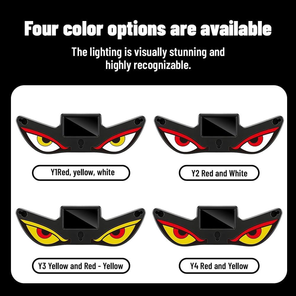 Solar Powered Devils Eyes LED Car Light, Devil Eyes Lights Dynamic Windshield Ambient Lamp with Vibration & Light Sensor, USB-C Rechargeable, 5 Modes, Suction Mount