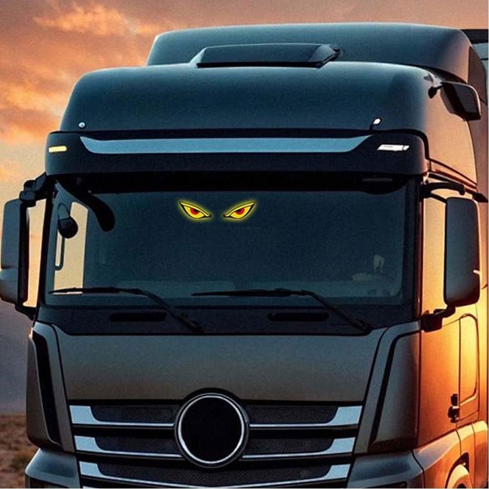 Solar Powered Devils Eyes LED Car Light, Devil Eyes Lights Dynamic Windshield Ambient Lamp with Vibration & Light Sensor, USB-C Rechargeable, 5 Modes, Suction Mount