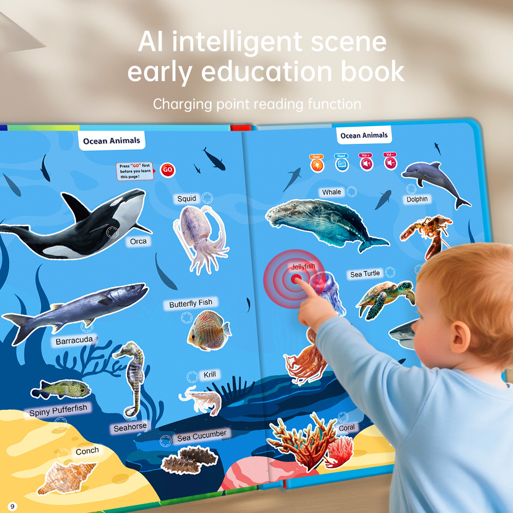 Kids Talking Book - Word Learning Toy USB Rechargeable - Talking Book for Preschool for Kids Children Girls Traveling Car Hotel Outdoor Home Schools Kindergarten Boys Girls Early Childhood Education