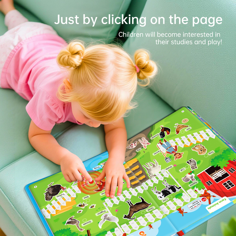 Kids Talking Book - Word Learning Toy USB Rechargeable - Talking Book for Preschool for Kids Children Girls Traveling Car Hotel Outdoor Home Schools Kindergarten Boys Girls Early Childhood Education