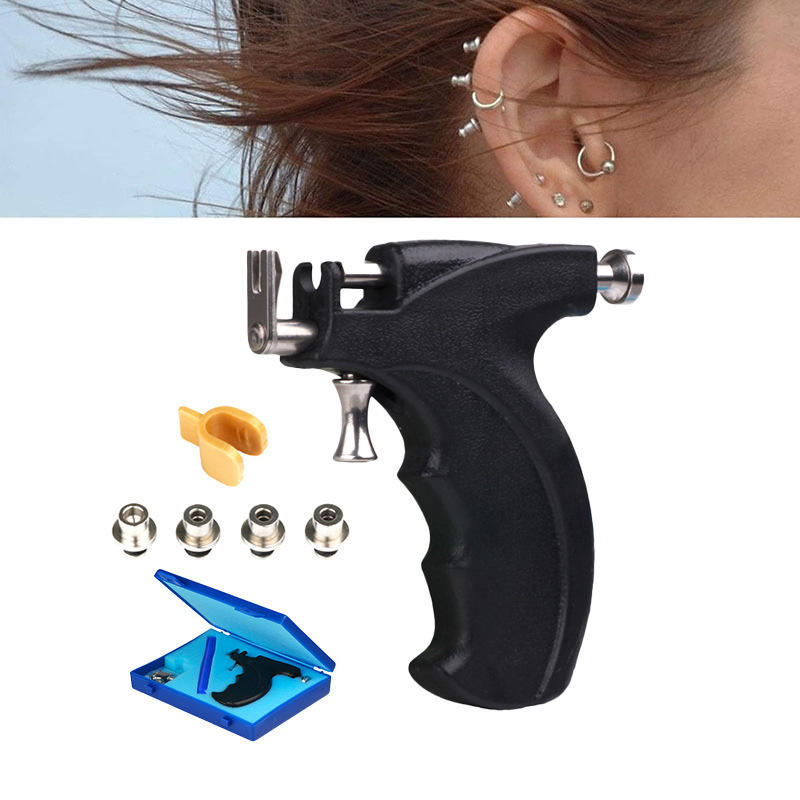 New Professional Stainless Steel Piercing Reusable Ear Piercing Gun Kit, Professional Body Nose Lip Piercing Kits, Professional Ear Tool Kit Premium Body Hole Piercing Stud Earrings for Earring