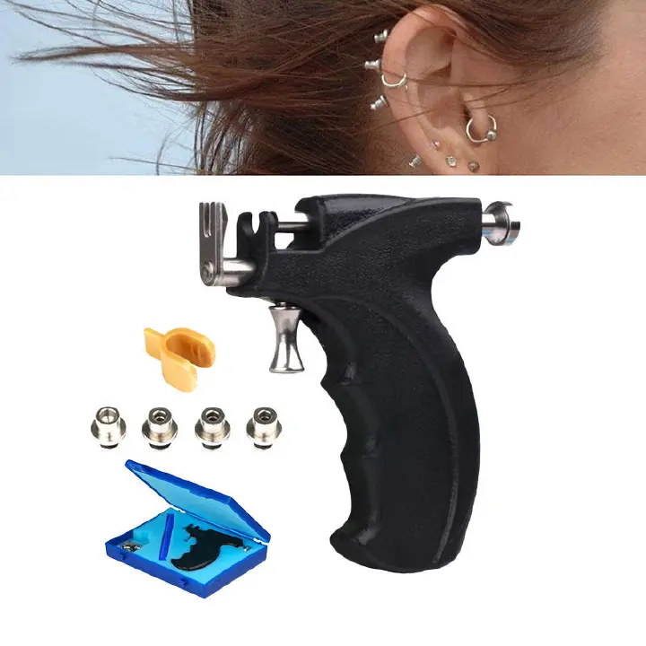 New Professional Stainless Steel Piercing Reusable Ear Piercing Gun Kit, Professional Body Nose Lip Piercing Kits, Professional Ear Tool Kit Premium Body Hole Piercing Stud Earrings for Earring